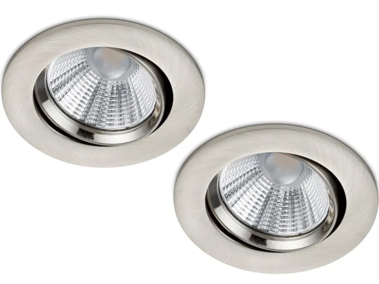 LED Einbaustrahler 2er Set rund schwenkbar dimmbar Nickel matt 5,5W Deckenlampe