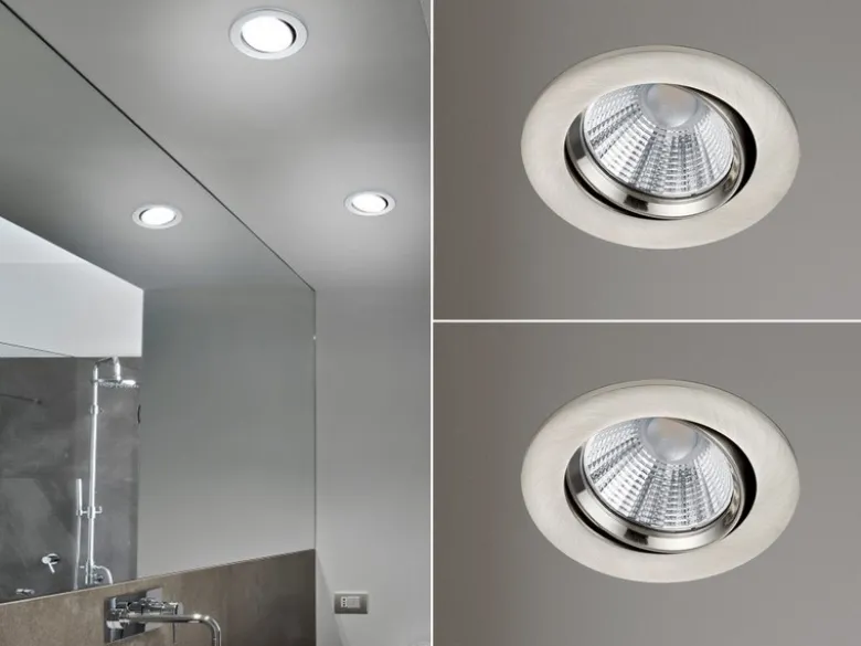 LED Einbaustrahler 2er Set rund schwenkbar dimmbar Nickel matt 5,5W Deckenlampe