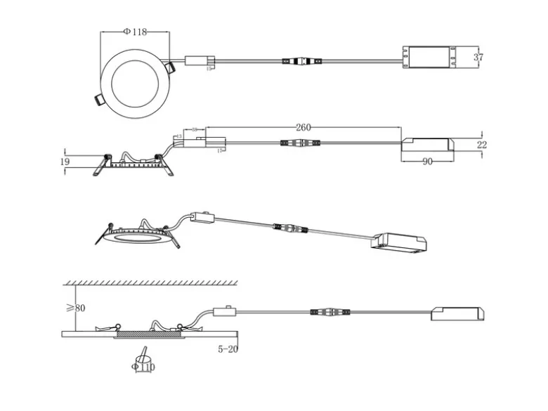 LED Einbaustrahler KIBO 230V mit 3 Lichtfarben inklusive Tageslichtweiß, Ø 12cm