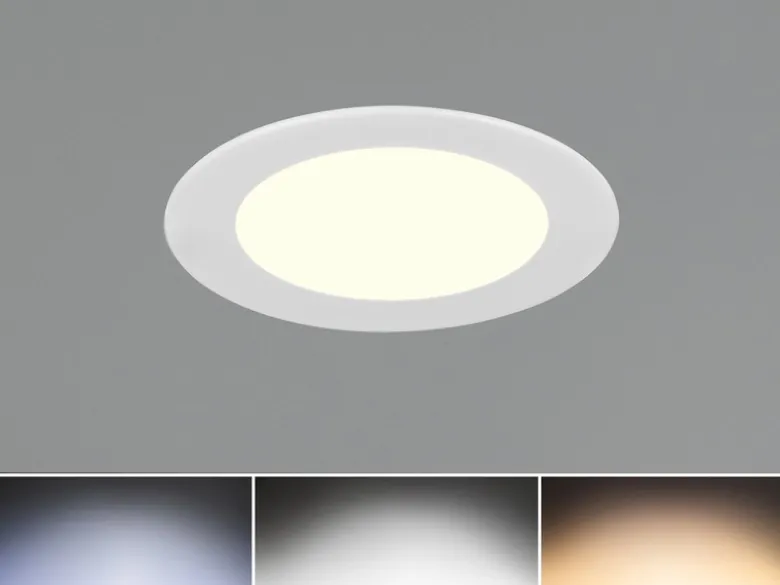 LED Einbaustrahler KIBO 230V mit 3 Lichtfarben inklusive Tageslichtweiß, Ø 12cm
