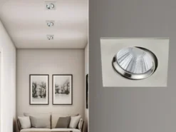 LED Einbaustrahler PAMIR eckig schwenkbar dimmbar Silber 5,5W Deckenbeleuchtung