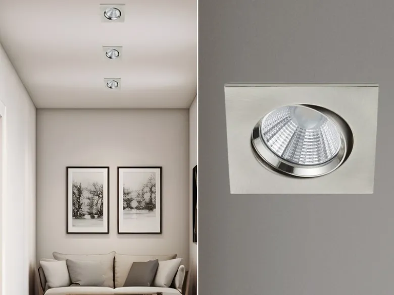 LED Einbaustrahler PAMIR eckig schwenkbar dimmbar Silber 5,5W Deckenbeleuchtung