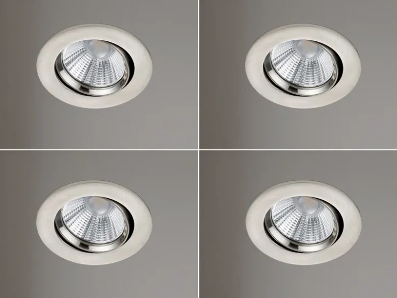 LED Einbaustrahler rund 4er Set Ø 8,5cm schwenkbar dimmbar Nickel matt 5,5W