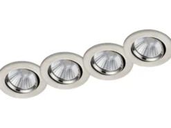 LED Einbaustrahler rund 4er Set Ø 8,5cm schwenkbar dimmbar Nickel matt 5,5W