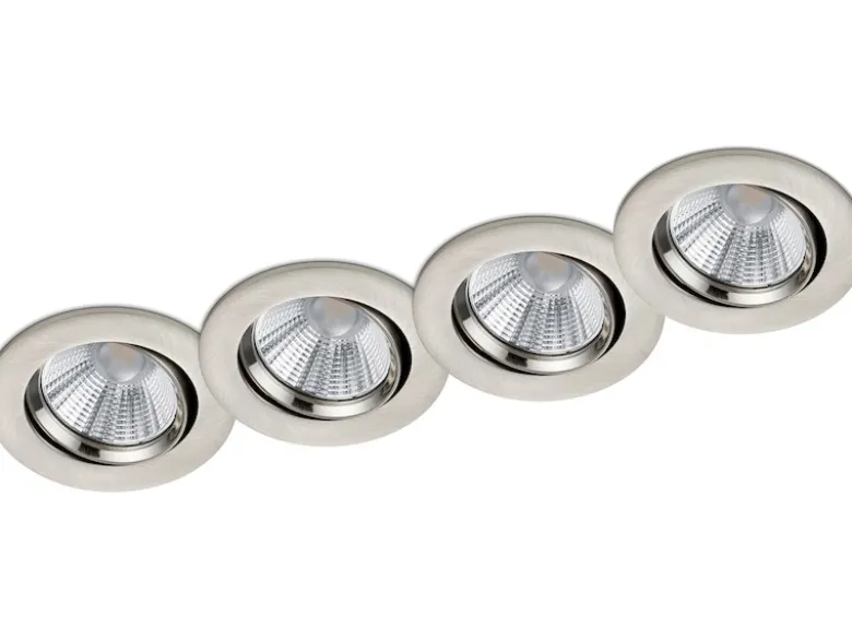 LED Einbaustrahler rund 4er Set Ø 8,5cm schwenkbar dimmbar Nickel matt 5,5W