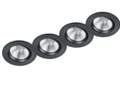 LED Einbaustrahler rund 4er Set Ø 8,5cm schwenkbar dimmbar Schwarz matt 5,5W