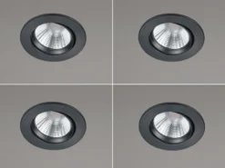 LED Einbaustrahler rund 4er Set Ø 8,5cm schwenkbar dimmbar Schwarz matt 5,5W