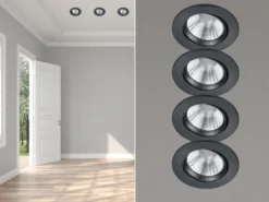 LED Einbaustrahler rund 4er Set Ø 8,5cm schwenkbar dimmbar Schwarz matt 5,5W