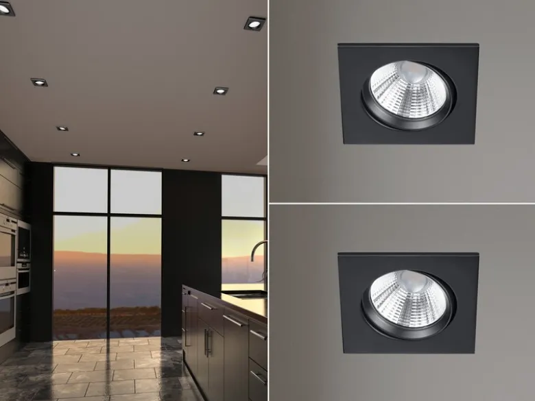 LED Einbaustrahler 2 Stück eckig schwenkbar dimmbar Schwarz 5,5W Deckenlampen