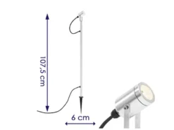 LED-Erdspießstrahler Gartenstrahler MONZA 107cm Aluminium, schwenkbar, 3W, IP44