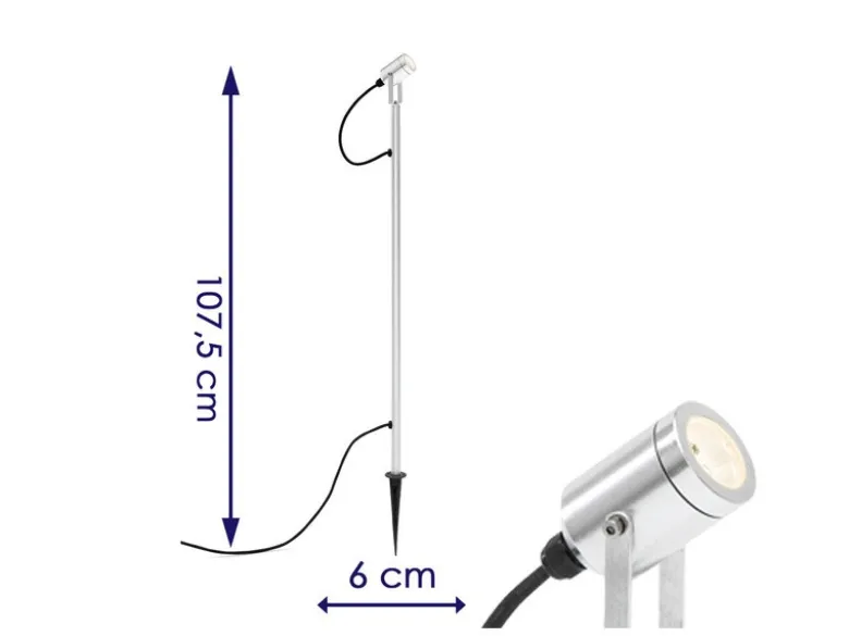LED-Erdspießstrahler Gartenstrahler MONZA 107cm Aluminium, schwenkbar, 3W, IP44