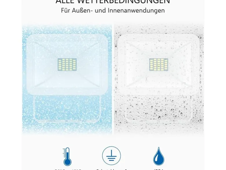 LED Flutlichtstrahler Aluminium Weiß Sicherheitsglas, 10 Watt, IP54
