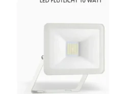 LED Flutlichtstrahler Aluminium Weiß Sicherheitsglas, 10 Watt, IP54