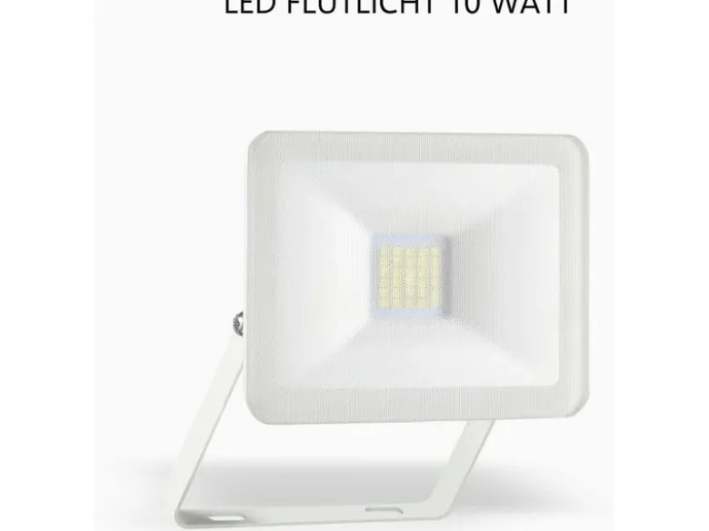 LED Flutlichtstrahler Aluminium Weiß Sicherheitsglas, 10 Watt, IP54
