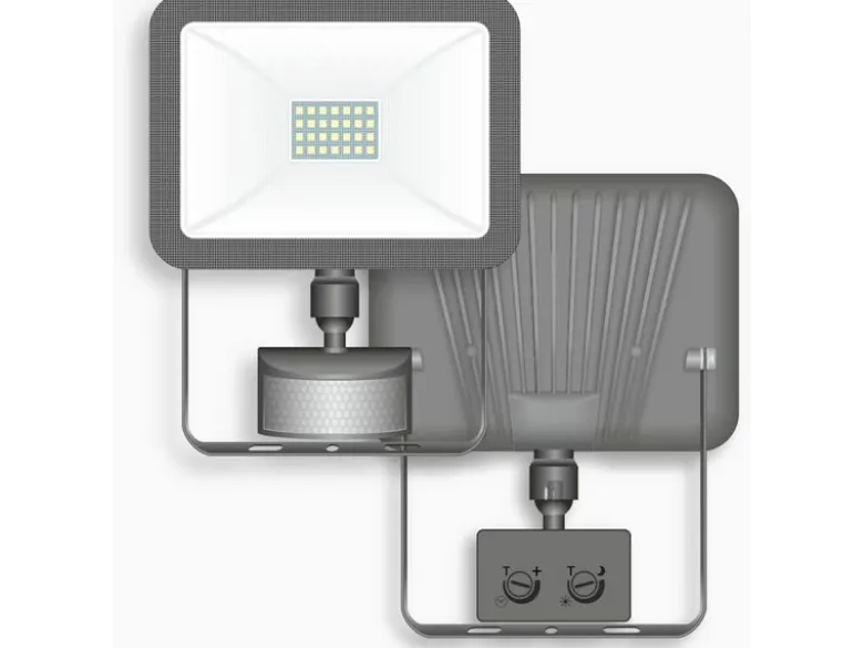 LED Flutlichtstrahler mit Bewegungsmelder Schwarz, 20 Watt, IP54
