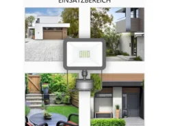 LED Flutlichtstrahler mit Bewegungsmelder Schwarz, 20 Watt, IP54