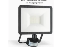 LED Flutlichtstrahler mit Bewegungsmelder Schwarz, 20 Watt, IP54