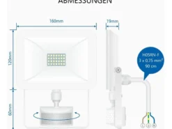 LED Flutlichtstrahler mit Bewegungsmelder Weiß, 20 Watt, IP54