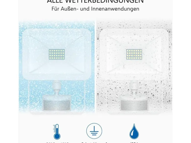 LED Flutlichtstrahler mit Bewegungsmelder Weiß, 20 Watt, IP54