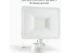 LED Flutlichtstrahler mit Bewegungsmelder Weiß, 20 Watt, IP54