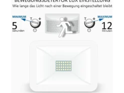 LED Flutlichtstrahler mit Bewegungsmelder Weiß, 20 Watt, IP54