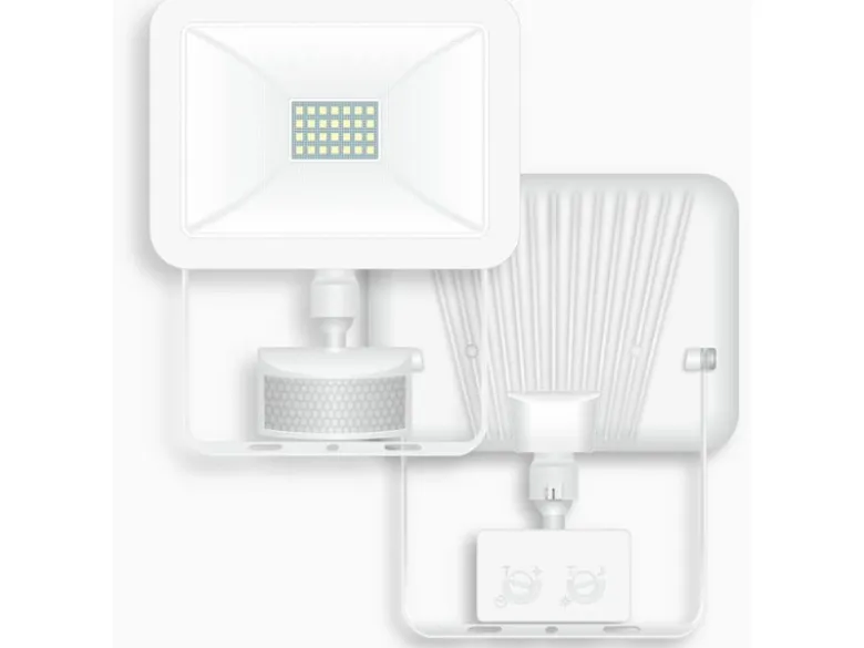LED Flutlichtstrahler mit Bewegungsmelder Weiß, 20 Watt, IP54