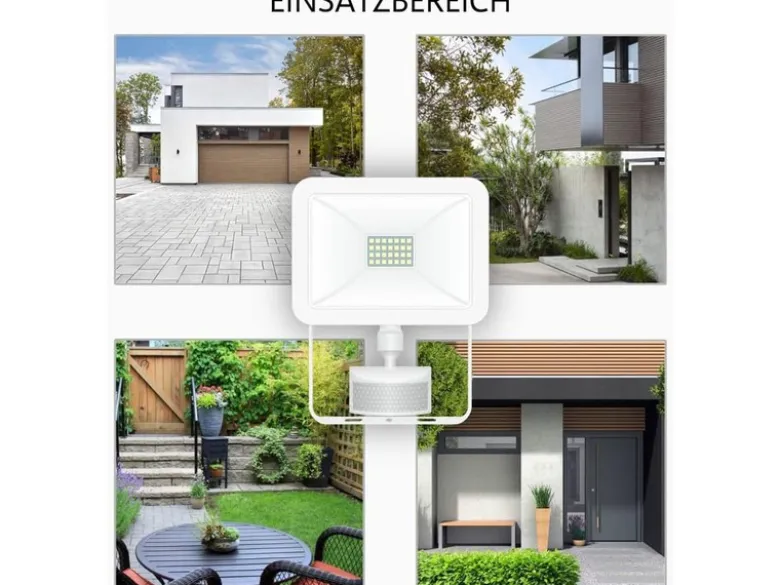 LED Flutlichtstrahler mit Bewegungsmelder Weiß, 20 Watt, IP54