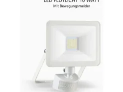 LED Flutlichtstrahler mit Bewegungsmelder Weiß, 10 Watt, IP54