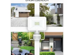 LED Flutlichtstrahler mit Bewegungsmelder Weiß, 10 Watt, IP54