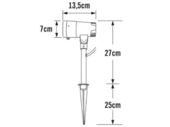 LED Garten Baumstrahler ANDRIA mit Erdspieß, 12V Trafo & 10mtr. Kabel, 27cm hoch