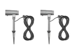 LED Garten Baumstrahler 2er SET mit Erdspieß 12V Trafo & 10mtr. Kabel, 27cm hoch