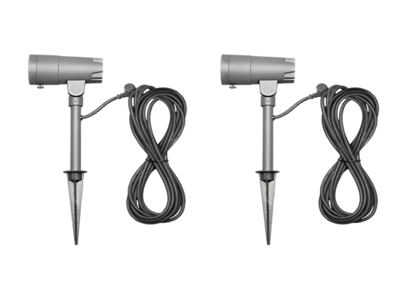 LED Garten Baumstrahler 2er SET mit Erdspieß 12V Trafo & 10mtr. Kabel, 27cm hoch
