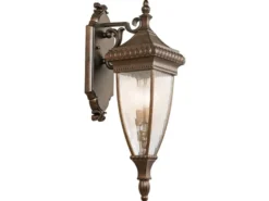 LED große historische Außenwand Laterne, Bronze Höhe 64cm