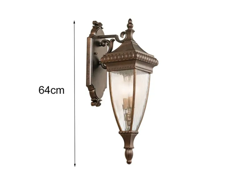 LED große historische Außenwand Laterne, Bronze Höhe 64cm