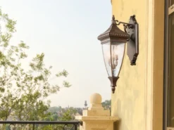 LED große historische Außenwand Laterne, Bronze Höhe 79cm