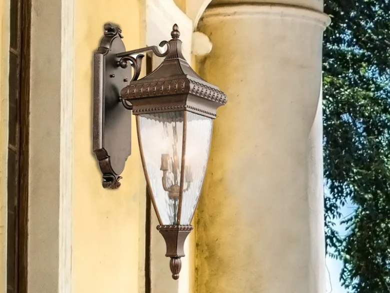 LED große historische Außenwand Laterne, Bronze Höhe 79cm