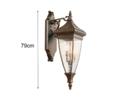 LED große historische Außenwand Laterne, Bronze Höhe 79cm