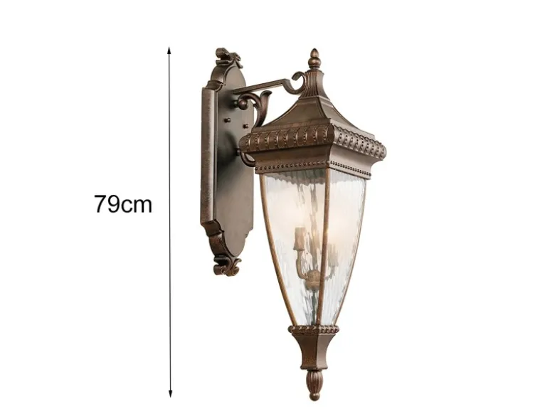 LED große historische Außenwand Laterne, Bronze Höhe 79cm