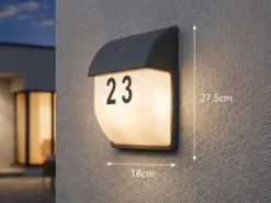 LED Hausnummernleuchte Anthrazit mit Dämmerungssensor, Höhe 27cm
