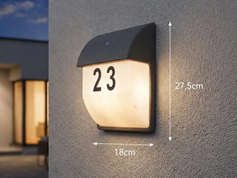 LED Hausnummernleuchte Anthrazit mit Dämmerungssensor, Höhe 27cm
