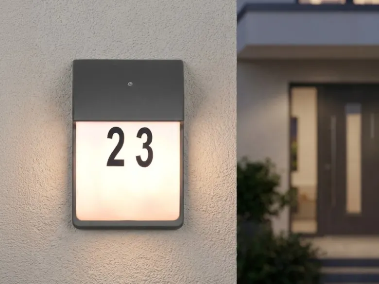 LED Hausnummernleuchte Anthrazit mit Dämmerungssensor, Höhe 27cm