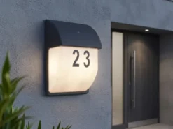 LED Hausnummernleuchte Anthrazit mit Dämmerungssensor, Höhe 27cm