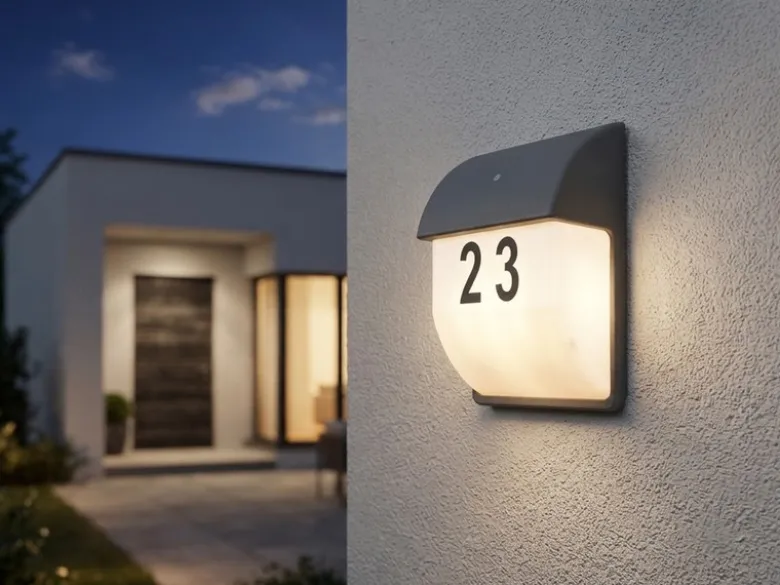 LED Hausnummernleuchte Anthrazit mit Dämmerungssensor, Höhe 27cm