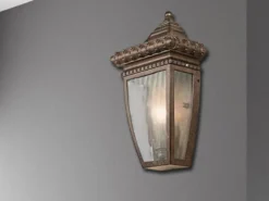 LED Historische Außenwandleuchte Halbschale, Bronze Höhe 30cm