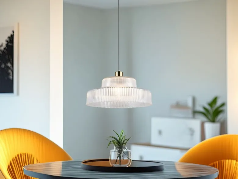 LED Hängelampe einflammig, Glas transparent / Messing matt, Ø 35cm