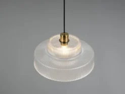 LED Hängelampe einflammig, Glas transparent / Messing matt, Ø 35cm