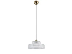 LED Hängelampe einflammig, Glas transparent / Messing matt, Ø 35cm