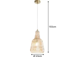 LED Hängelampe einflammig, Kristallglas Amber facettiert, Ø 23cm