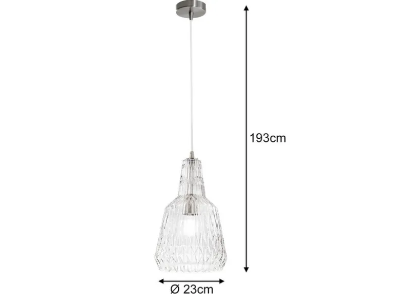 LED Hängelampe einflammig, Kristallglas Transparent facettiert, Ø 23cm