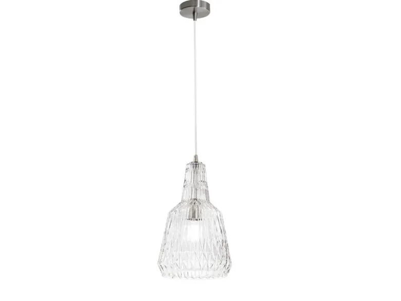 LED Hängelampe einflammig, Kristallglas Transparent facettiert, Ø 23cm